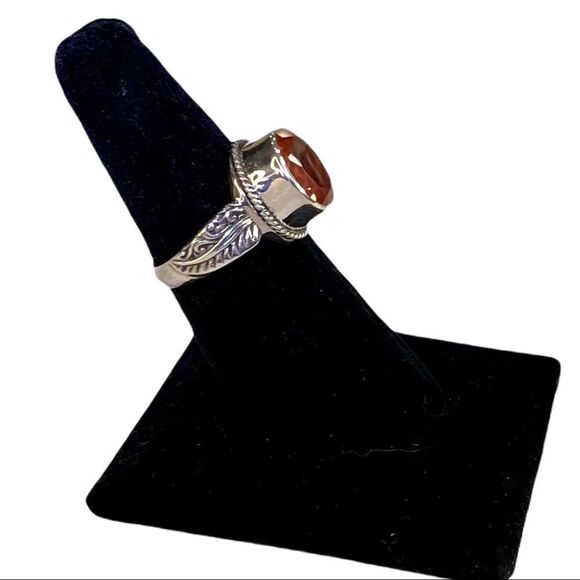 Sterling Silver Fern Leaves Oval Pink Morganite Stone Stylish Ring Jewerly - Picture 3 of 5